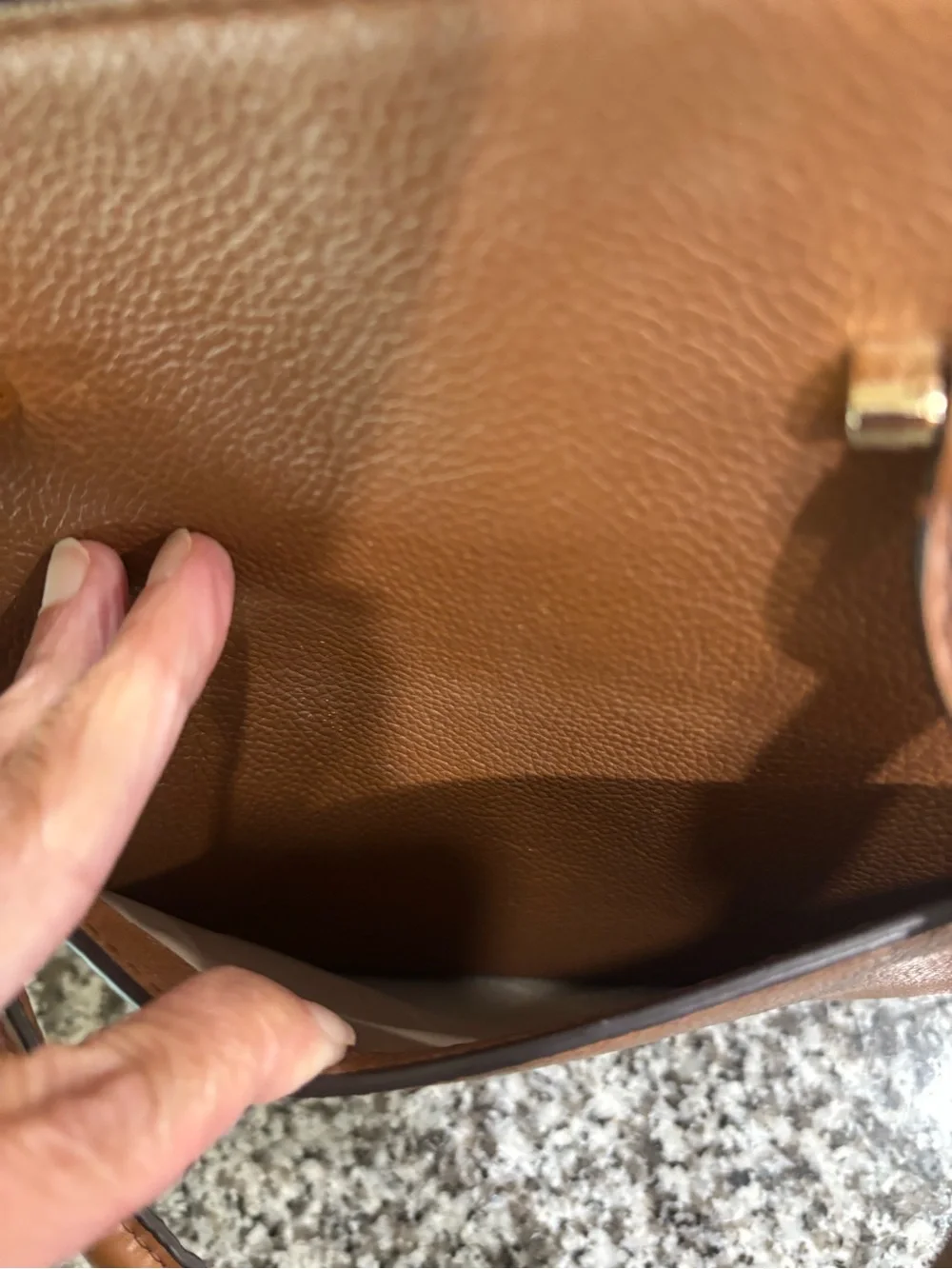 Michael Kors Cognac Pebbled Leather Satchel with Gold Hardware